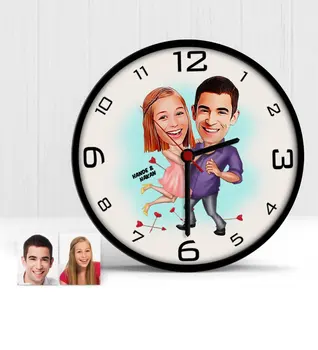 

Personalized Valentine Cartoon Wooden Wall Clock-3