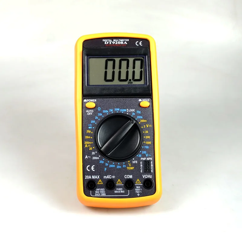 Мультиметр (тестер) цифровой DT9208A 750V/20A 3.5 разрядный ж/к дисплей | Инструменты