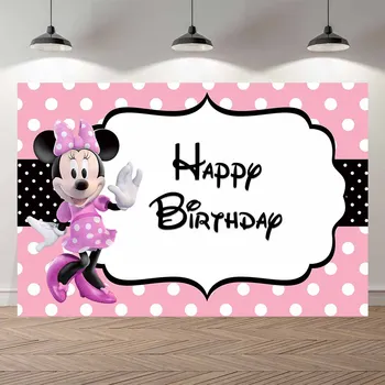 

thin vinyl Minnie pink dot BirthdayParty children Banner Backgrounds Printed Professional Indoor Photographic studio Backdrop