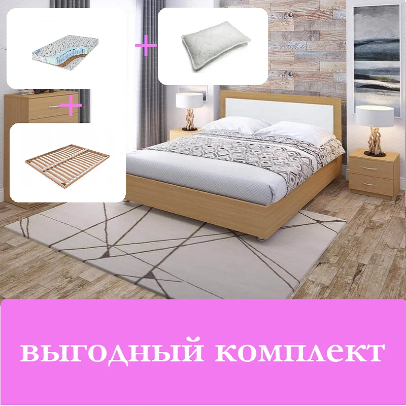 Кровать Promtex Orient Ренли Райс 1+ основание + матрас+ подушка|Кровати| |