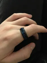 De acero inoxidable de titanio Spinner con cadena anillo para hombres oro azul negro Punk Rock anillos accesorios regalo de la joyería