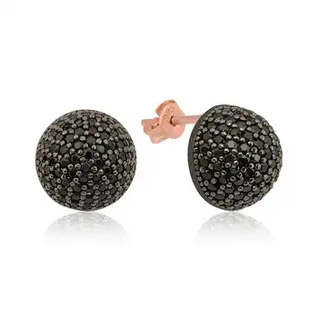 

Merve Silver Silver Black Cubic Zirconia Ball Earrings
