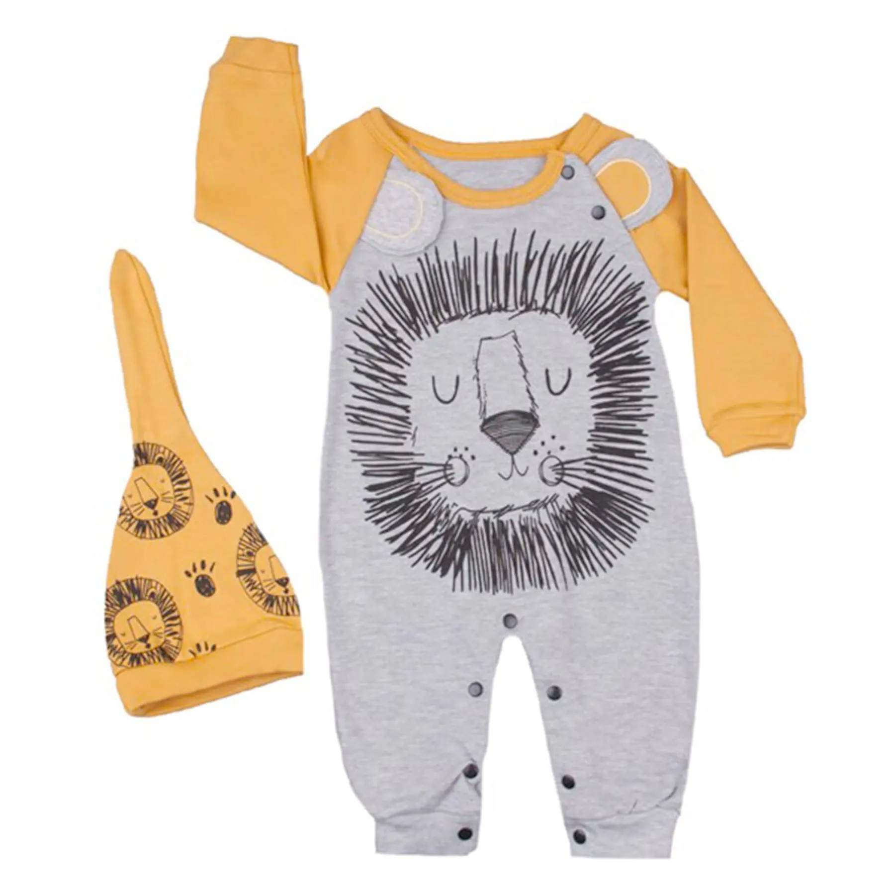 

Lion Pattern Hat Yellow Jumpsuit