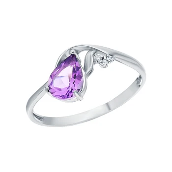 

Silver ring with amethyst and cubic zirconia sunlight sample 925