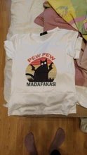 Camiseta de gran tamaño para mujer, playera con estampado divertido de Pew, Madafakas, Gato Negro asesino con pistola, Harajuku, Halloween, color gris