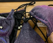 Bikini brillante de dos piezas para mujer, traje de baño triangular Sexy, conjunto de Bikini de realce para verano, novedad de 2021