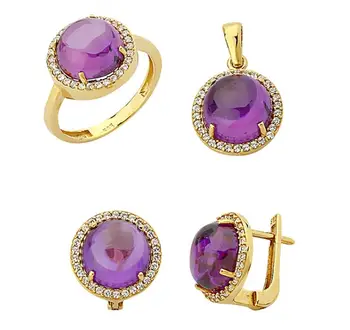 

Round Purple Cubic Zirconia Gold Suit 01-550-TTR006