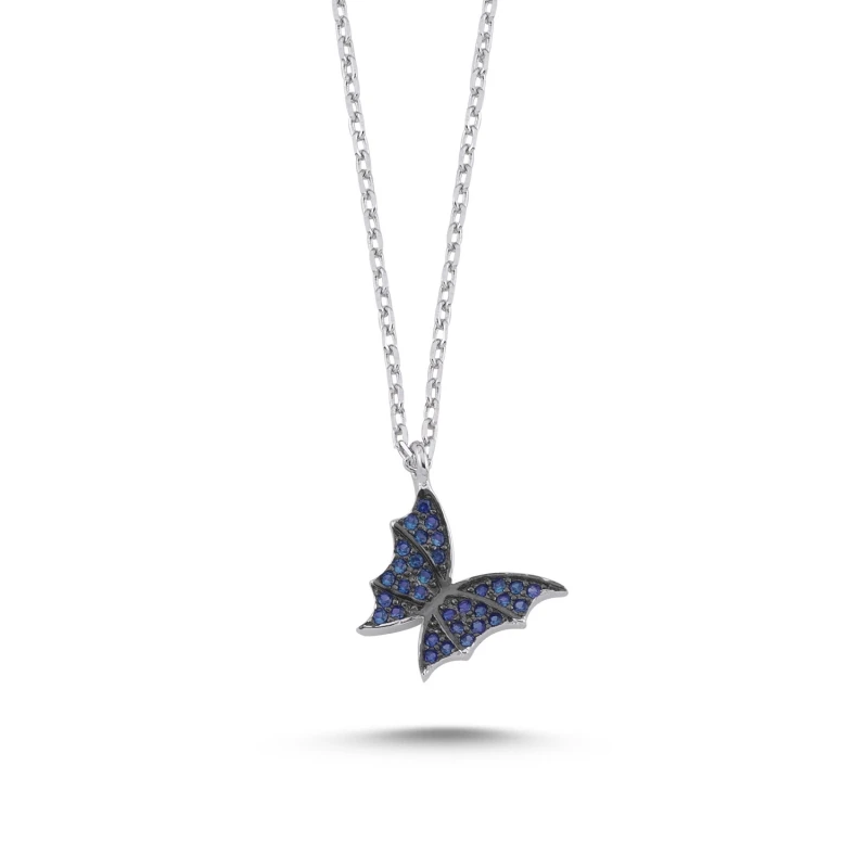 

Silver 925 Sterling Sapphire Zircon Butterfly Necklace