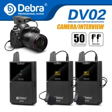 Debra dv série uhf sem fio microfone de lavalier com função de monitor de áudio para a entrevista smartphones dslr câmeras webcast