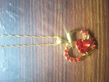 Nuevo amor corazón rojo rosa colgante, collar de mujer Color dorado para señorita gargantilla collar de joyería de moda para el Día de San Valentín regalo