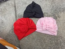 1 Uds lindo pliegues nudo lazo indio gorrito de punto para bebé recién nacido niños niño niña turbante flor Beanie sombrero suave gorros sombreros