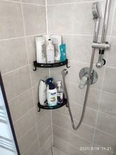 Mosodo-estante organizador de baño, estante de ducha negro, estantes de pared de aluminio, soporte de champú para inodoro, sin Taladro