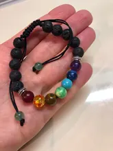 Pulsera clásica de 8mm con cuentas de piedra de Lava para hombre y mujer, cadena de 7 colores, cuerda tejida, Yoga, amistad, joyería ajustable