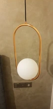 Pendant-Lights Hanging-Lamp Hoop Glass-Ball Industrial-Decor Gold Living-Room Modern Led