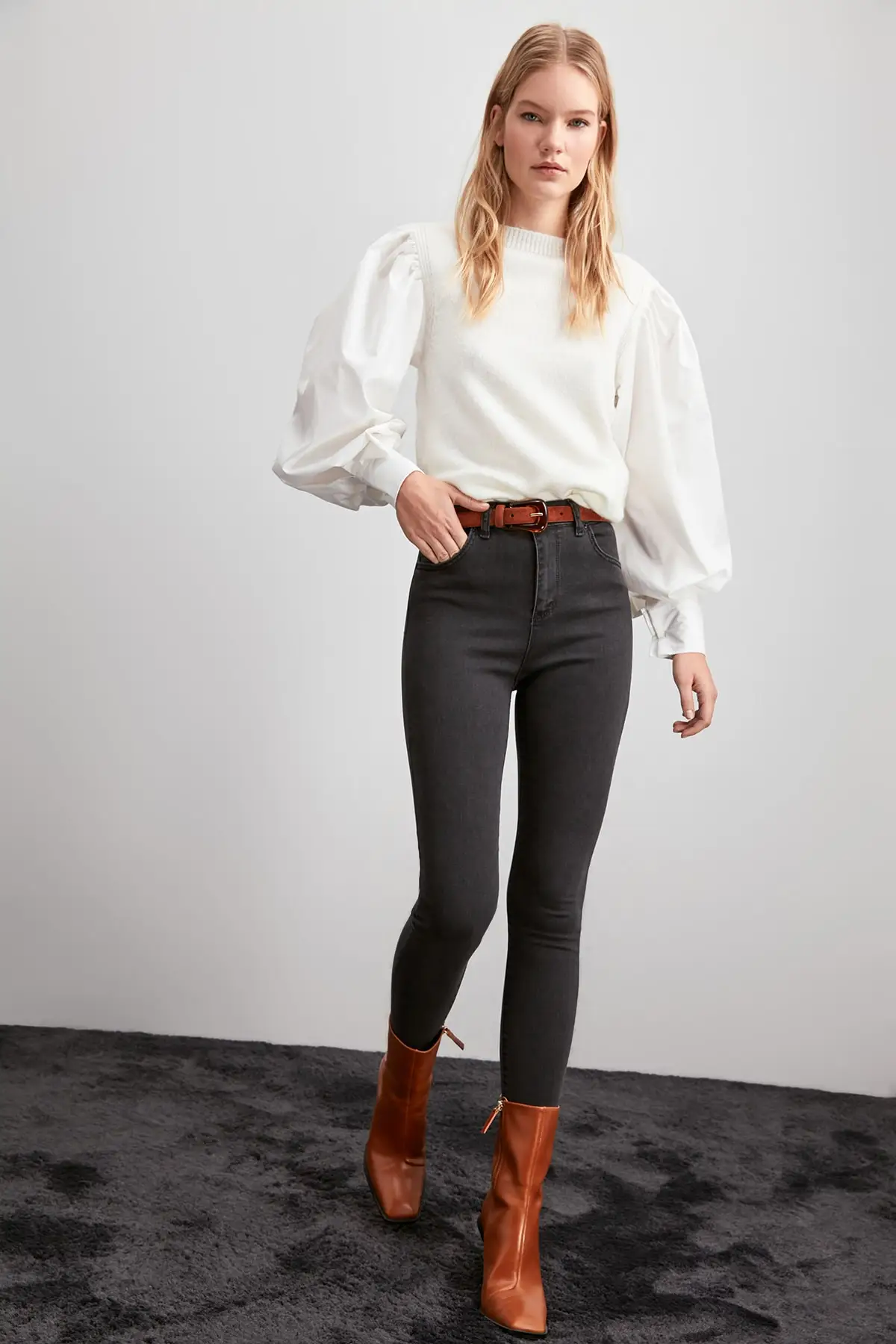 Trendyol джинсы скинни с высокой талией TWOAW20JE0364