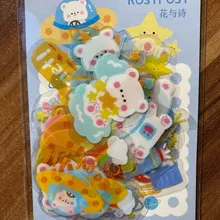 Lote de 40 pegatinas decorativas de oso conejo y Planeta, etiqueta de palo de Scrapbooking, diario, papelería, álbum, fiesta Kawaii, pegatina de perro
