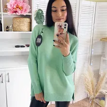 Sweater Pullovers Mock-Neck Beige Purple Winter Green 8-Colors High-Quality Women C-232