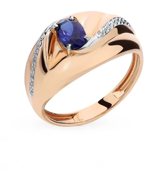 

Gold ring with sapphire and diamonds sunlight sample 585