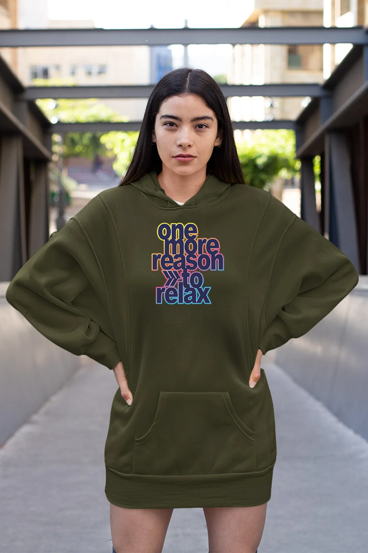 Angemiel Wear One More Reason To Relax Green Dress Sweatshirt Tunik | Женская одежда
