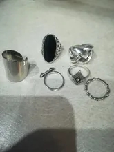 Tocona 6 unids/set Bohemia Color de plata antiguo Cross Arrow de diamantes de imitación negro anillos de encanto establece para las mujeres joyería de fiesta de кольца 3450