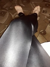 Fitness Leggings Push-Up-Light Faux-Leather Black Sexy High-Waist Plus-Size Women Casual