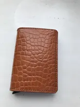 Bycobecy de tarjeta de crédito titular de la cartera de las mujeres de los hombres de Metal RFID Vintage bolso de cuero de poliuretano Crazy Horse Banco titular de caso