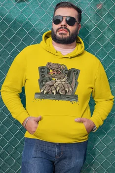 

Angemiel Wear DJ Trex Yellow Men 'S Hooded Sweatshirt