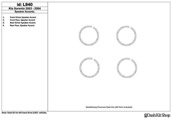 

Interior lining for KIA Sorento 2003-UP. Set L940.