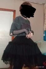 Las mujeres Lolita falda enagua de crinolina noche enagua para fiestas Vintage cintura elástica 2-Bucle volantes Swing negro gótico falda