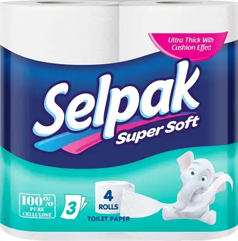

Selpak 4 Rolls Toilet Paper Soft Strong Toilet Tissue Cotton Roll Paper Household Towel Tissue
