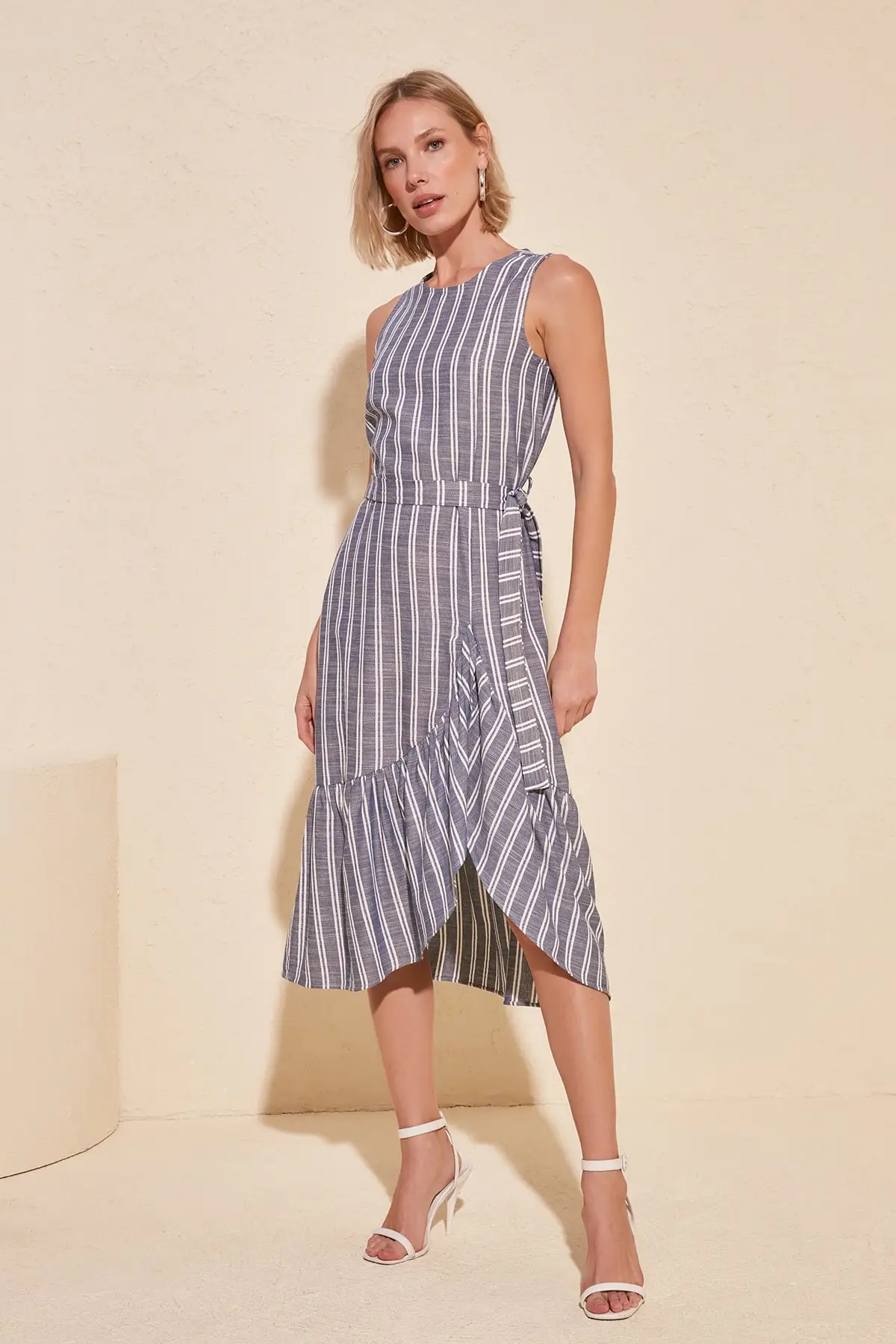 Trendyol Belted Striped Dress TWOSS20EL1934|Dresses| - AliExpress