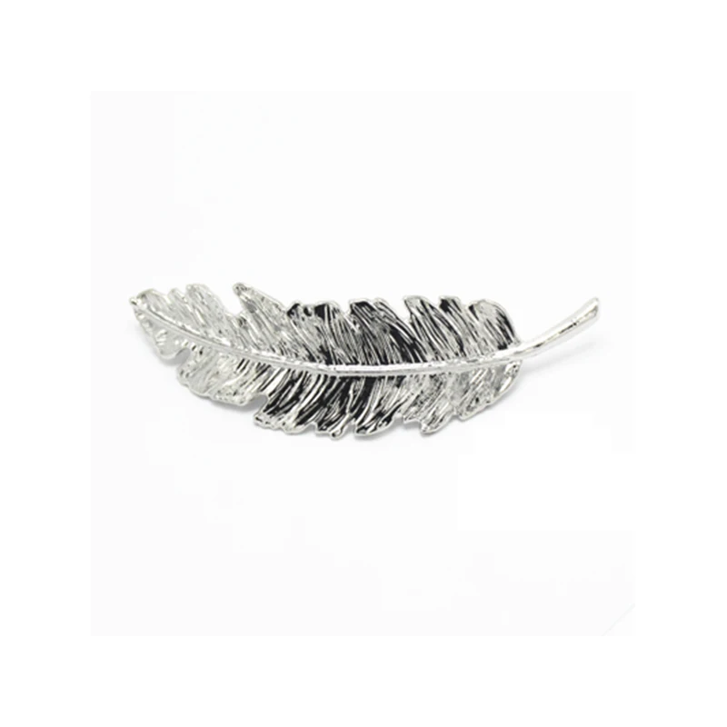 Retro Alloy Feather Hair Clip Metal Gold Silver Leaf Hairpin Women Vintage Barrettes Temperament Hair Grip Accessories for girls head wrap for women