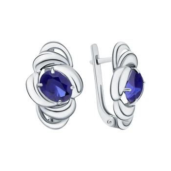 

Silver earrings with sapphires synthetic sunlight
