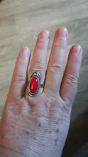 Kinel-anillo rojo de boda étnico para mujer, sortija tibetano Retro de plata, mosaico de cristal negro, joyería Vintage 2020