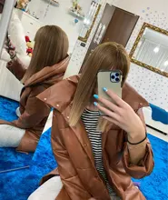 ALAN EATON-Peluca de cabello sintético liso para mujer, cabellera artificial corto y rubio con flequillo, color marrón degradado, estilo Cosplay, resistente al calor