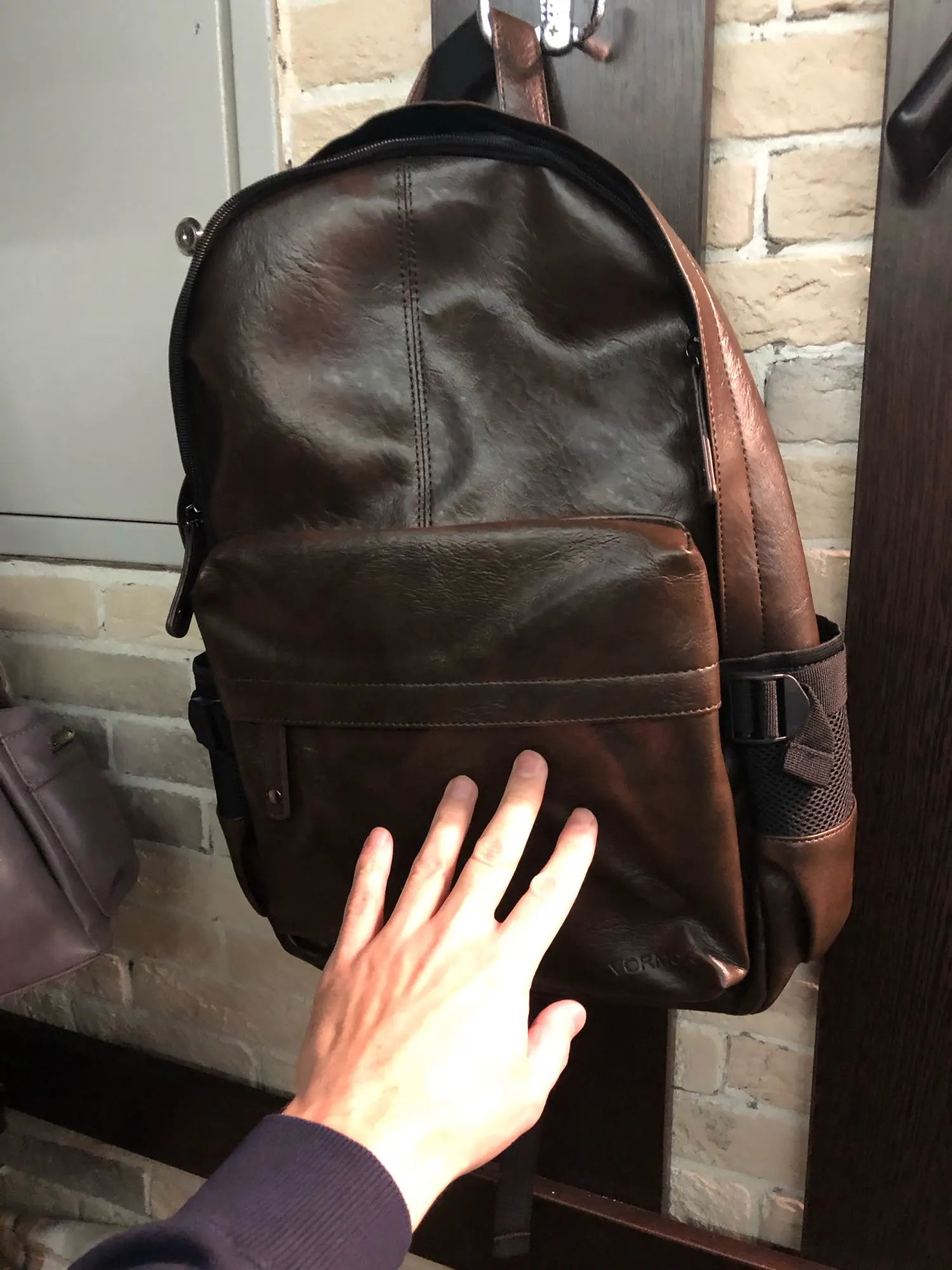 Men's Solid Color Eco-Leather Backpack photo review
