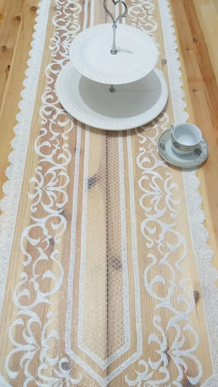 Белый кремовый Embrodery Тюль прямоугольная крышка стола для столовой небольшой кухонный стол бегун для свадьбы День рождения, детский душ