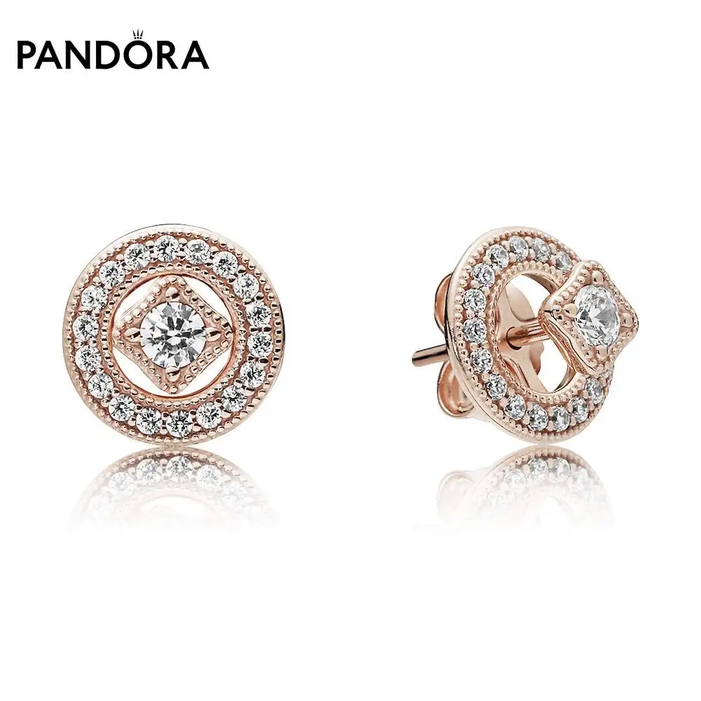Серьги PANDORA Винтажный шарм ювелирный сплав прозрачный цирконий оригинал |