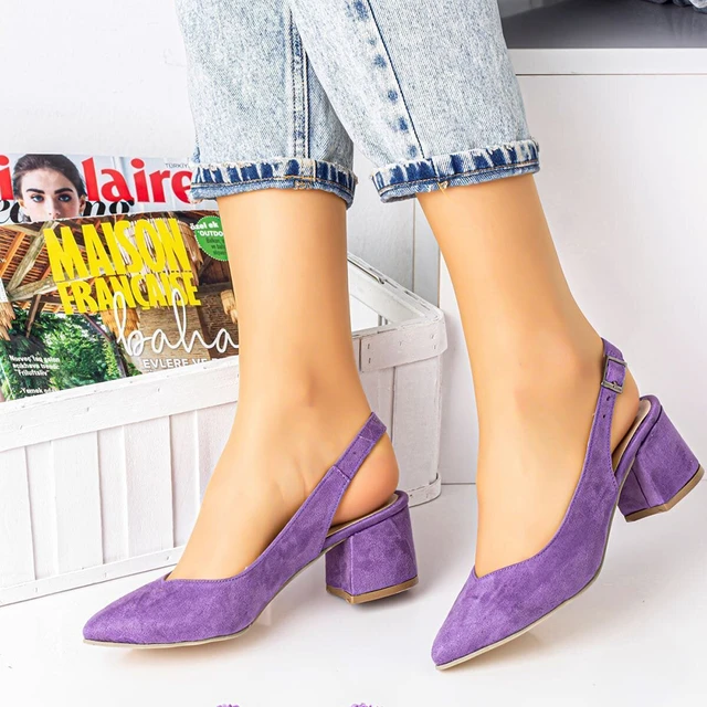 London Rebel square vamp mules with flat heel in lilac | ASOS