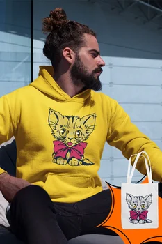

Angemiel Wear Pink Papyonlu Cat Yellow Men 'S Hooded Sweatshirt Bags Kombin