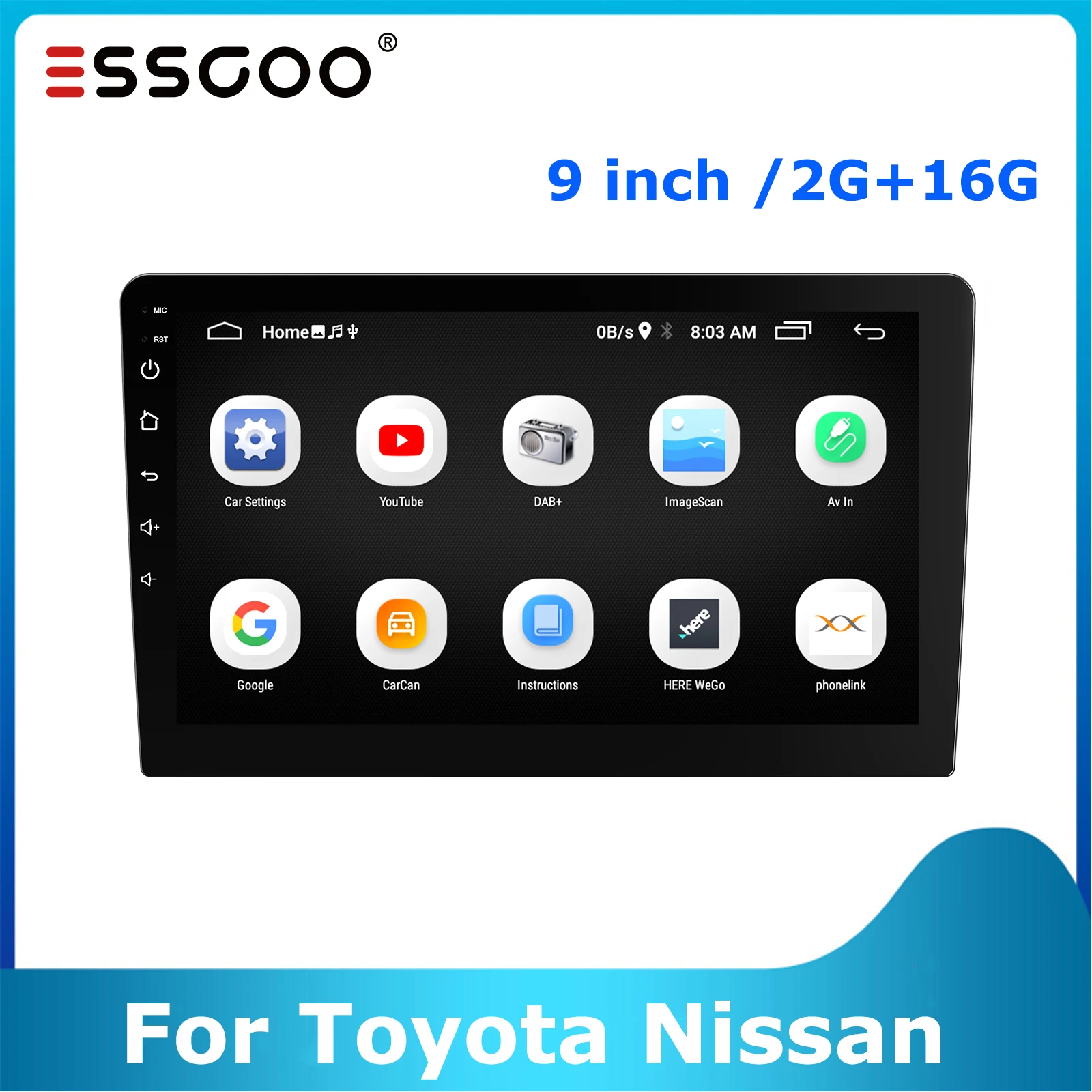 販売早割 Essgoo Androidカーラジオ 9インチ Gpsナビゲーション Bluetooth 2 Din 16g Wifi メディアプレーヤー ステレオ 車用トヨタ 日産 正規輸入元 Vapeshoplebanon Com