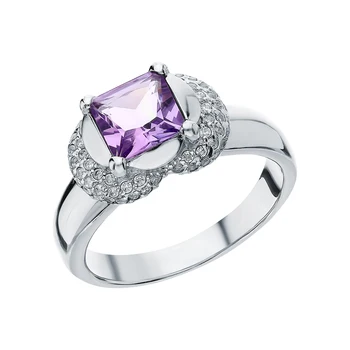 

Silver ring with amethyst and cubic zirconia sunlight sample 925