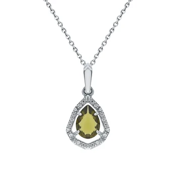 

Silver Pendant with cubic zirconia and tourmaline imitation sunlight sample 925