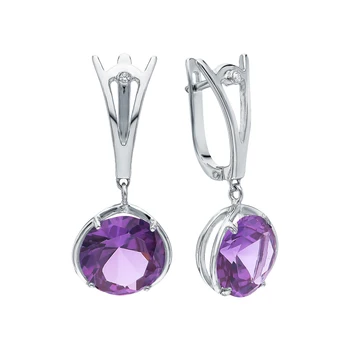 

Silver earrings with cubic zirconia and alexandrite synthetic sunlight sample 925 test
