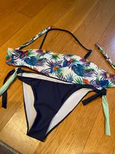 Two-Piece Suit Bikini-Set Beachwear Tube-Top Swimwear Women Bathing Print Plus-Size Floral