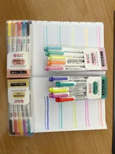 Rotuladores fluorescentes de doble punta, bolígrafos de delineador suave, papelería japonesa, 5 colores/caja
