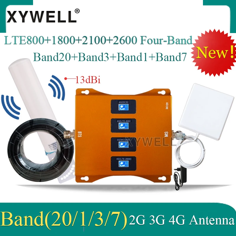 Четырехполосная LTE B20 800/1800/2100/2600 МГц Сотовая связь повторитель GSM 2g 3g 4g мобильный