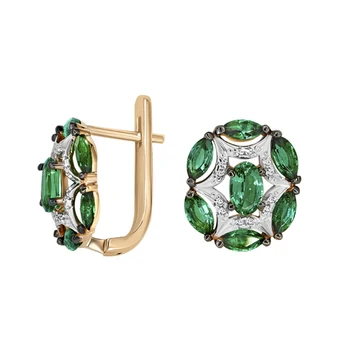 

Gold earrings with emeralds and diamonds VALTERA 585 sterling silver