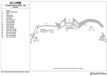 

Interior lining for Toyota Previa 1994-UP. Set L1668.