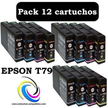 

Epson To T79 pack 12 compatible 4630DWF 4640DTWFWF WF4630DWF WF4640DTWFWF T7901 T7902 T7903 T7904 T7911 T7912 T7913 T7914